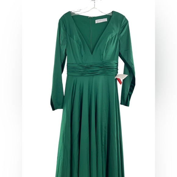 NWT Ieena by Mac Duggal Long Sleeve V Neck High Split Maxi Dress 2 - Picture 8 of 12